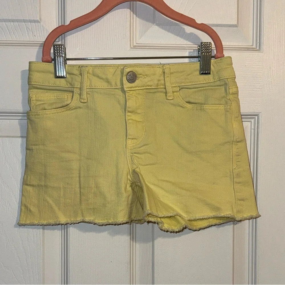 GAP Yellow Denim Cutoff Shorts with Frayed Hem